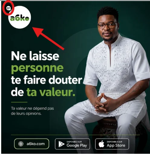 Publicité a6ko sur LinkedIn avec le badge Cr de LinkedIn visible en haut à gauche du visuel